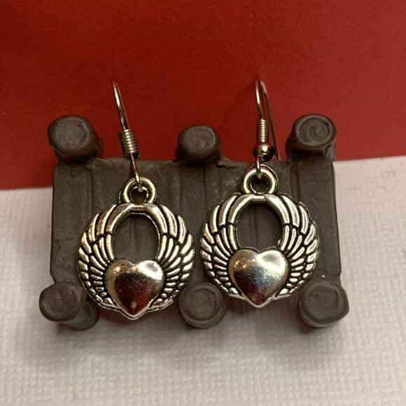 Heart Earring, Valentine's Day Earring, Winged Heart Earring, Love Earring, Gift - Picture 3 of 6